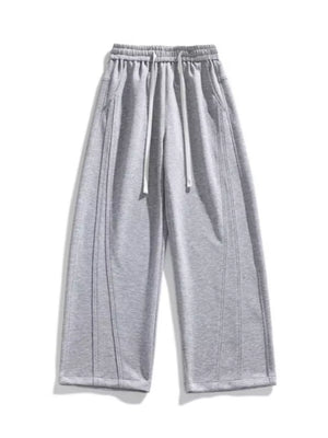 Men's Plus Size Loose Fit Wide Leg Casual Pants in Navy Blue, close-up detail