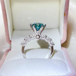 0.3 Carat Round Moissanite Sterling Silver Ring, model styling view