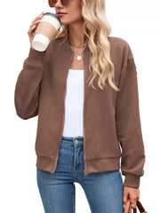 Army Green bomber jacket with not lined and long sleeve