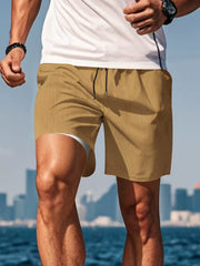 Men's Drawstring Casual Shorts in White, fabric detail