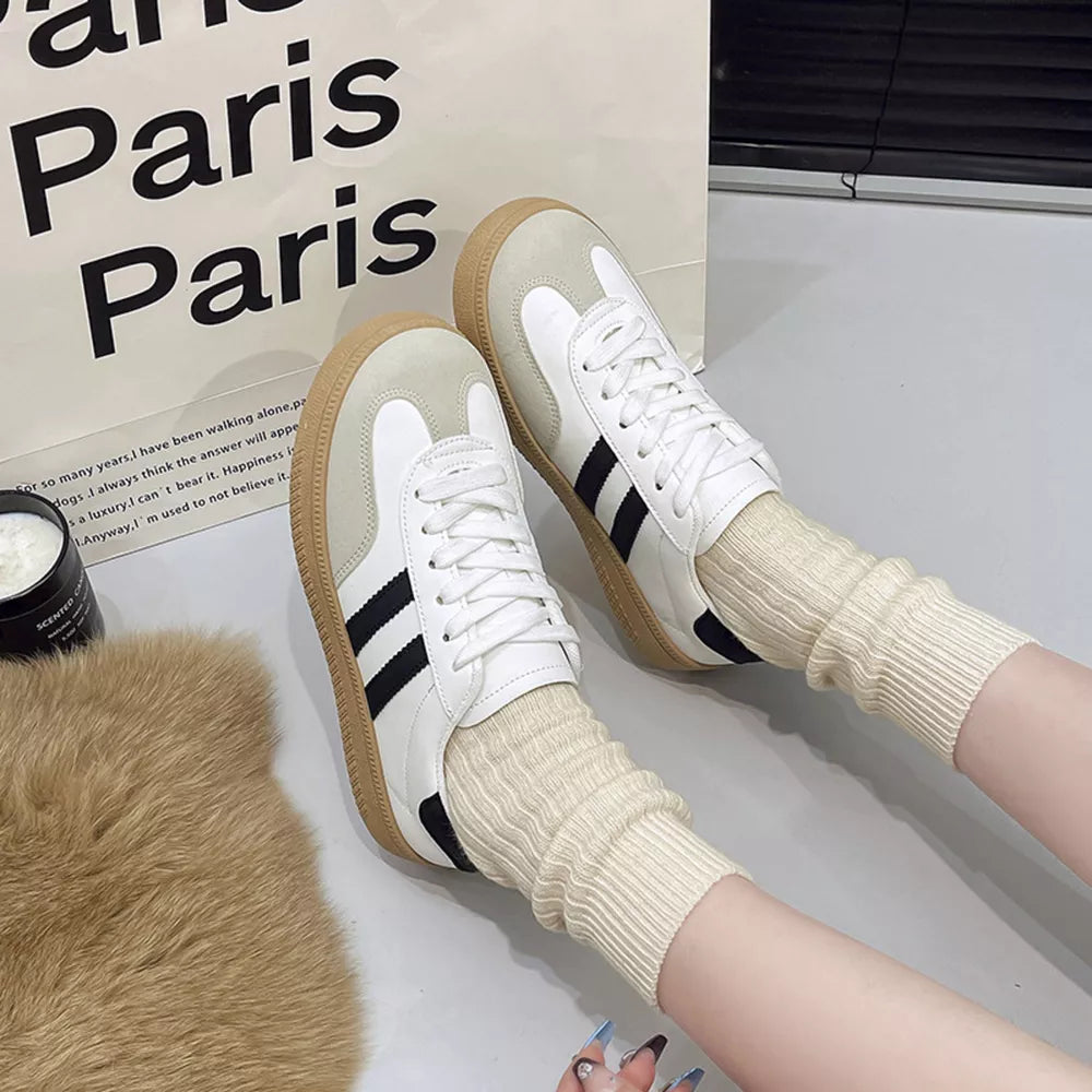 Round Toe Lace Up Sneakers in Black, alternate angle