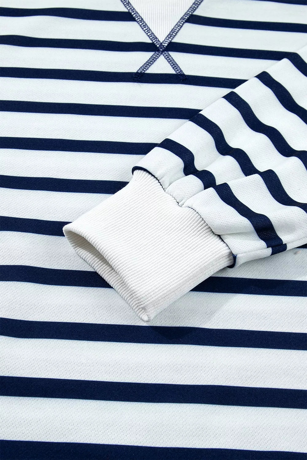 Striped Stand Neck Long Sleeve Sweatshirt in Stripe, alternate angle