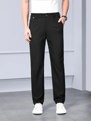 Men's black classic fit sweatpants with elastic waistband and pockets.