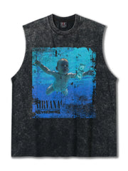 Dark gray graphic tank top with Nirvana Nevermind album art.