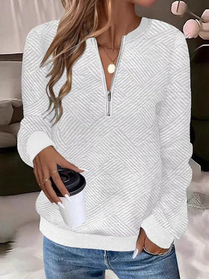 Textured Quarter-zip Sweatshirt in Black, view 14