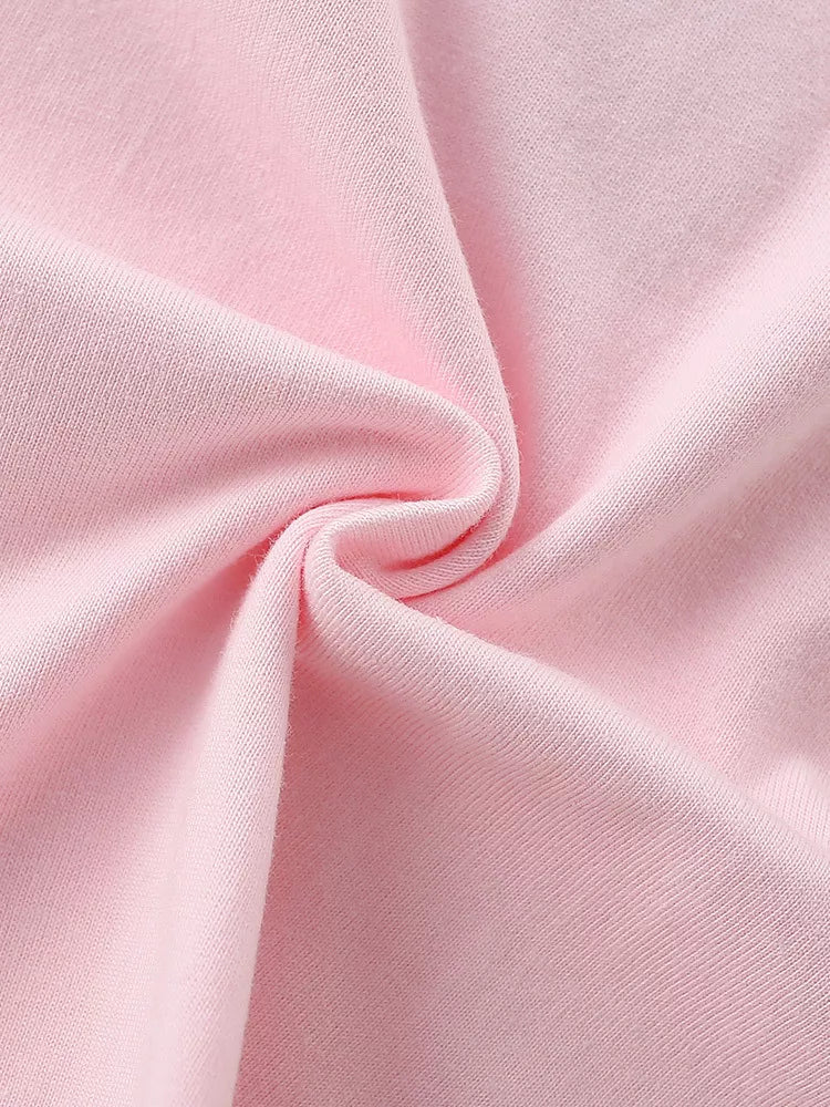 Pink cotton toddler t-shirt fabric detail