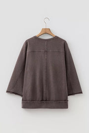 3/4 Sleeve Mineral Wash Cotton Top, alternate angle