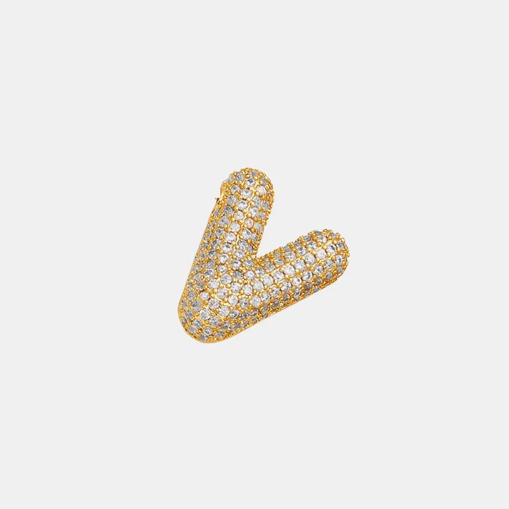 Zircon bubble monogram necklace pendant in gold with clear stones.