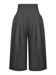 Effortless Smocked Wide-leg Capri Pants