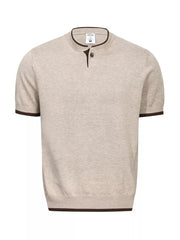 Men's Short Sleeve Collar Knit Top in Apricot, front view