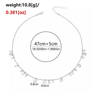 Sparkling Zircon Drop Necklace Alloy Silver in Silver, fabric detail