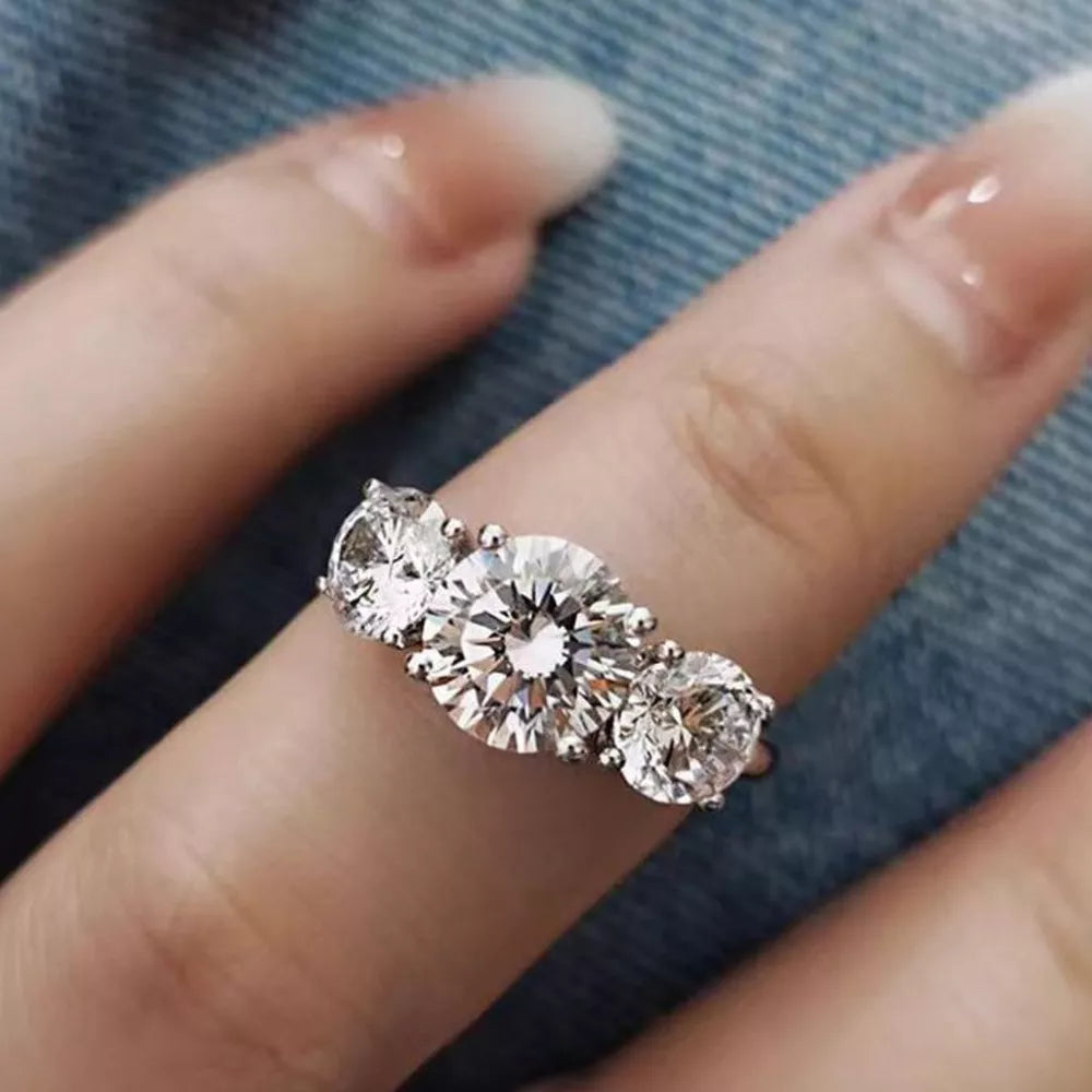 4 Carat Moissanite Sterling Silver Ring, back view
