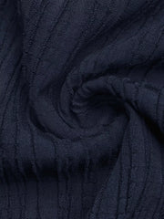 Navy ribbed peplum tube top and wide-leg pants set fabric detail