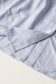 Button Up Short Sleeve Shirt Dress in Light Blue, alternate angle
