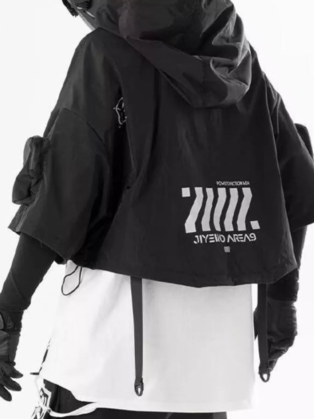 Men's Oversized Cropped Hoodie in Grey, side view