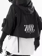 Men's Oversized Cropped Hoodie in Grey, side view