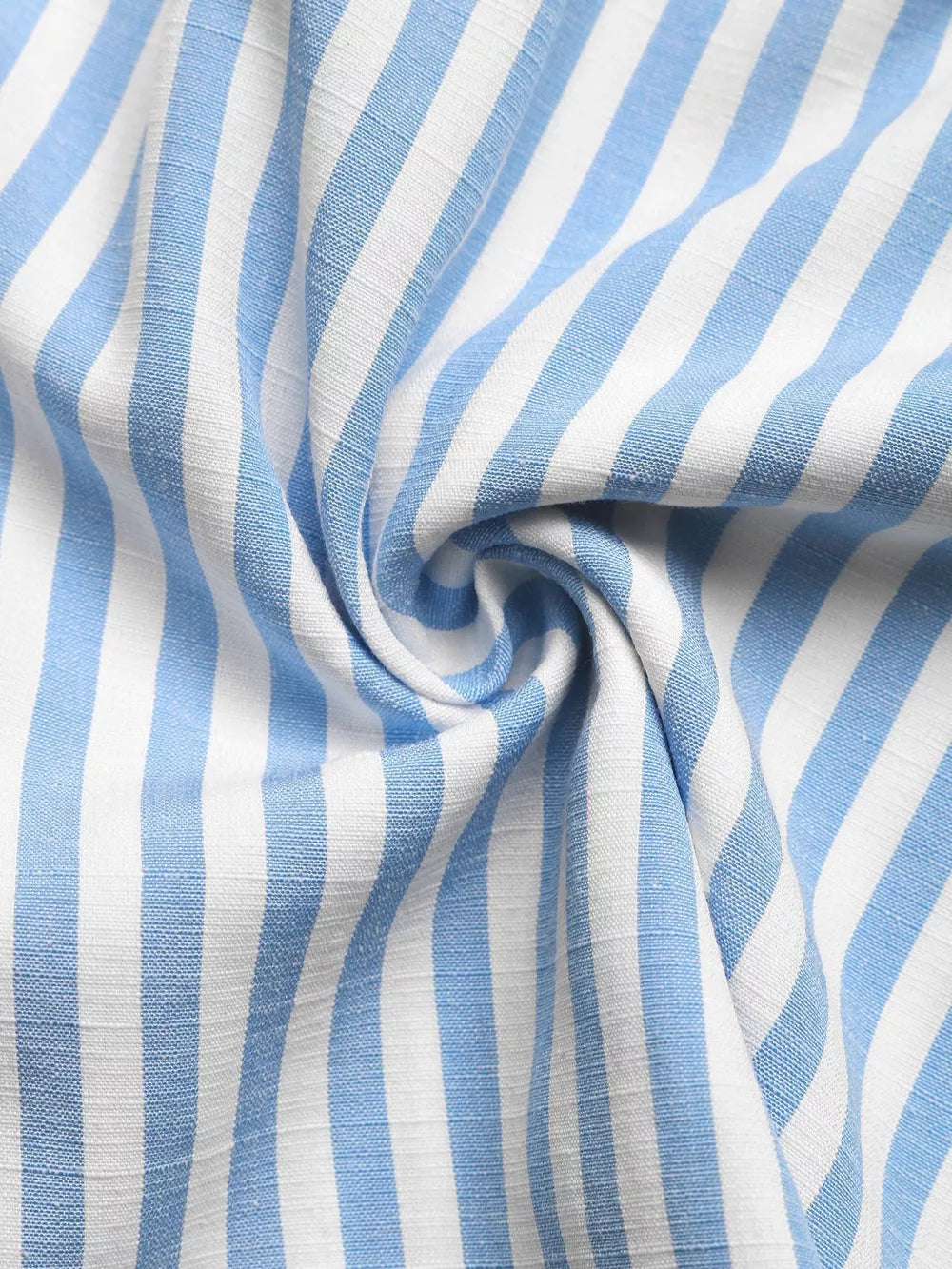Blue and white striped fabric detail of a two-piece set
