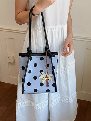 Polka Dot Shoulder Bag in Black, fabric detail