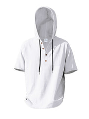Casual Hooded Shirt With Button Placket