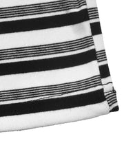 Striped Polo Collar Midi Dress in Black, view 12