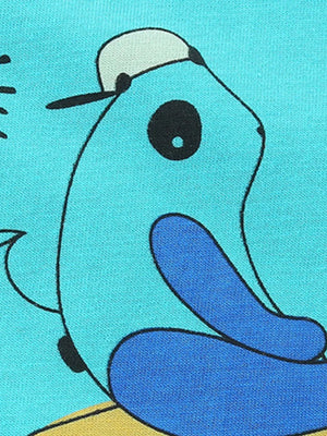 Boys' cotton underwear with a blue cartoon animal wearing a white baseball cap.