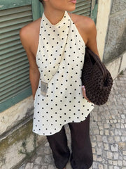 Chic Polka Dot Halter Tank Top