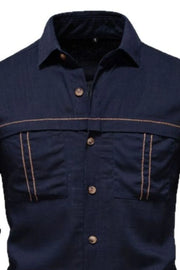 Dark Navy utility shirt with contrast stitching and two chest pockets.
