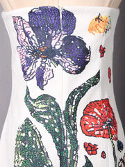 Strapless Floral Mini Dress in White, product detail