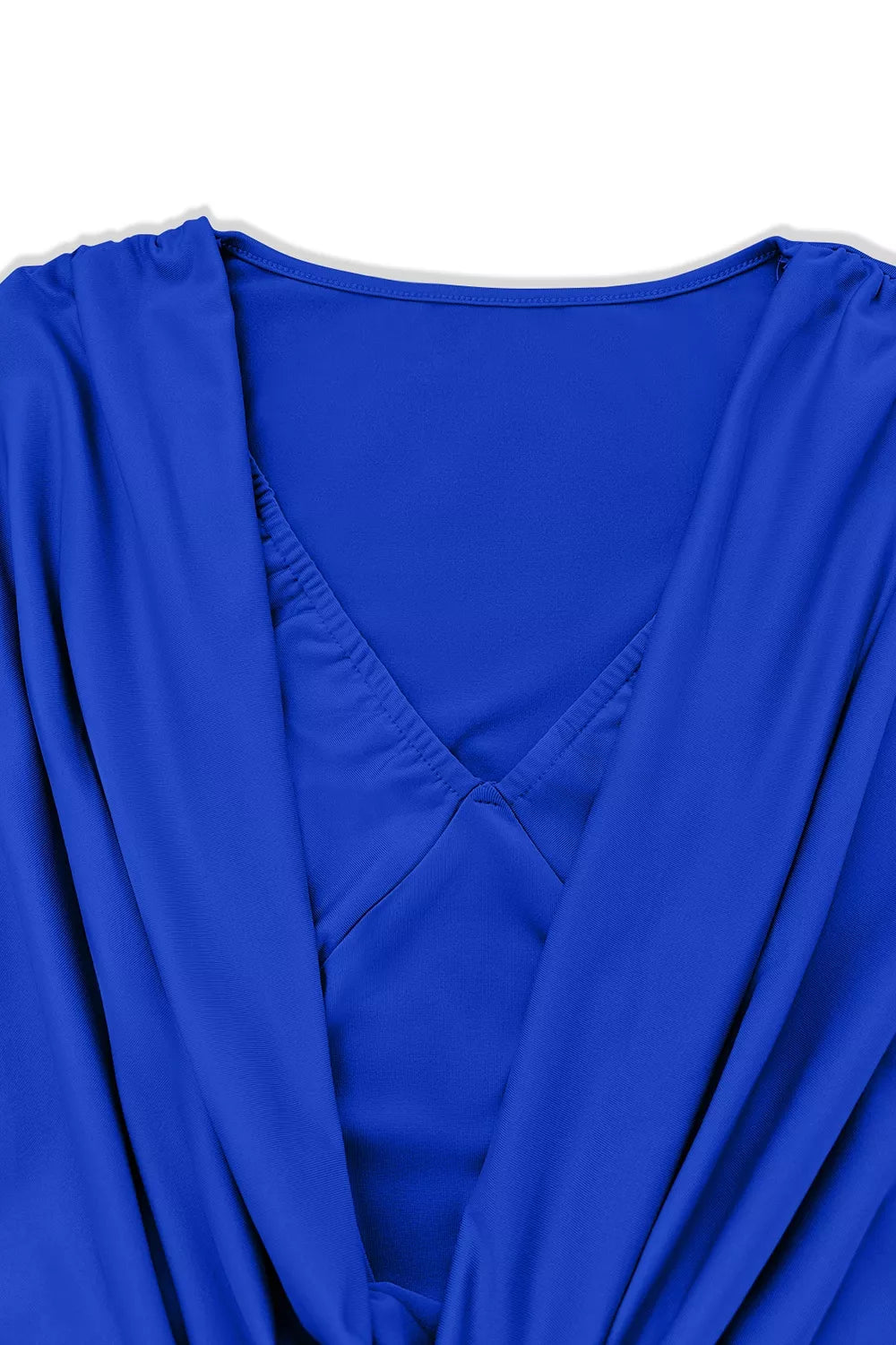 Ruched Cowl Neck Long Sleeve Mini Dress, product detail
