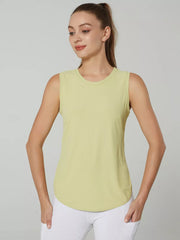 Ribbed Active Tank With Curved Hem