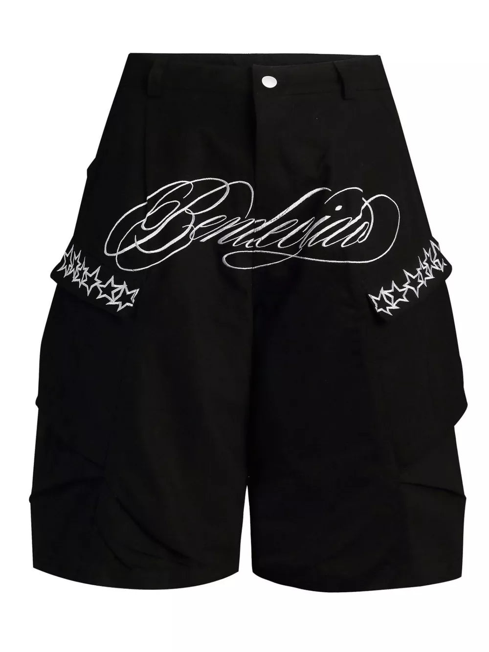 Men's Embroidered Cargo Capris in Brown, front view