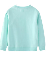 Aqua crew neck sweatshirt with embroidered flower detail