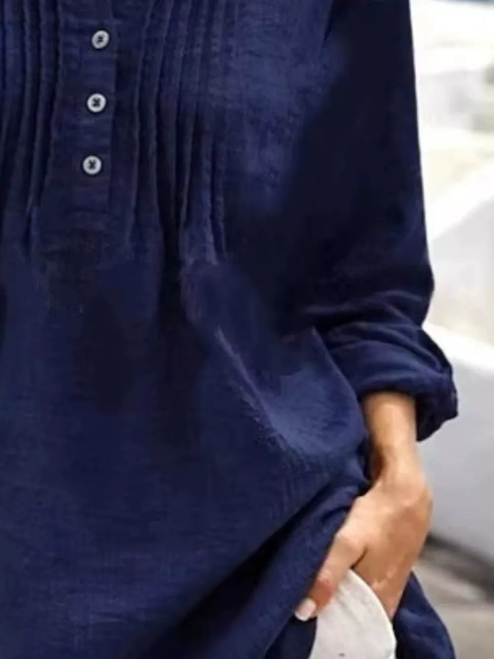 Casual Button Detail Long Sleeve Linen Shirt in Yellow, view 12