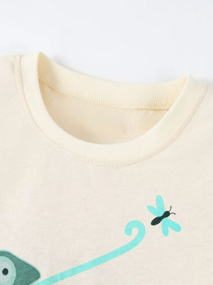 Children's Lizard Round Neck Tee & Shorts Set, close-up detail
