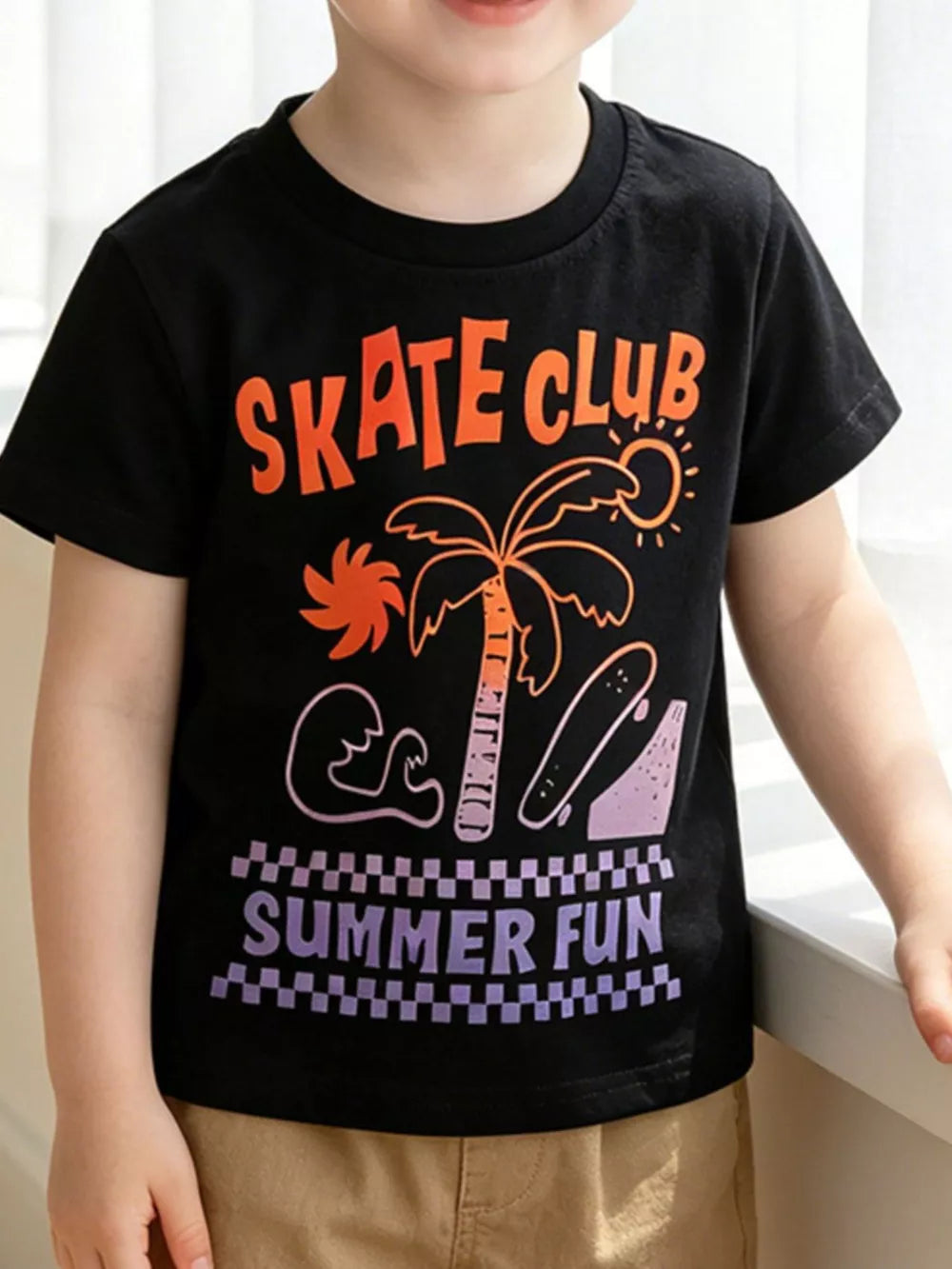 Children's Graphic Round Neck T-shirt, front view