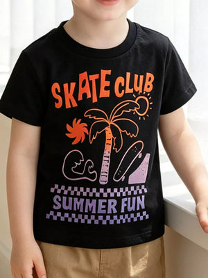 Children's Graphic Round Neck T-shirt, front view
