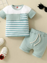 Children's Striped T-shirt And Shorts Set, side view