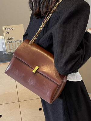 Chain Strap Shoulder Bag in Brown, alternate angle