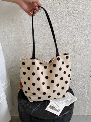 Polka Dot Shoulder Bag in Cream, side view