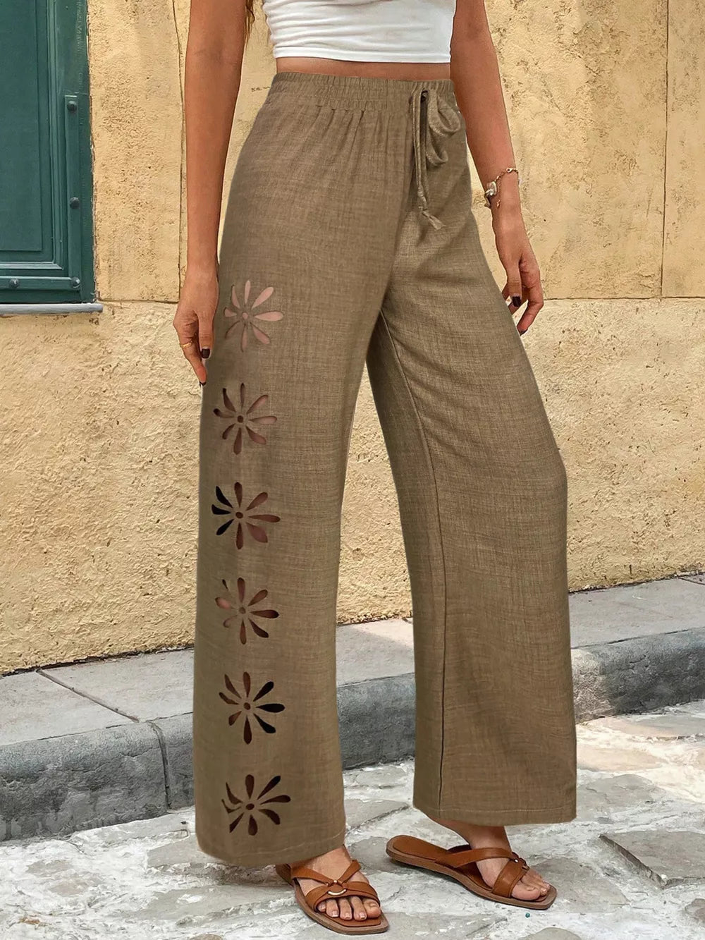 Relaxed Fit Drawstring Wide-leg Pants