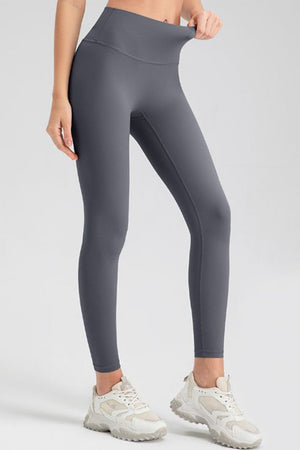 Women's charcoal grey sculpted contour leggings with a high waist.