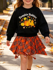 Pumpkin Bubbles two-piece baby set, soft cotton blend, short sleeves, shorts