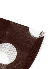 Brown mesh polka dot skirt with a-line cut