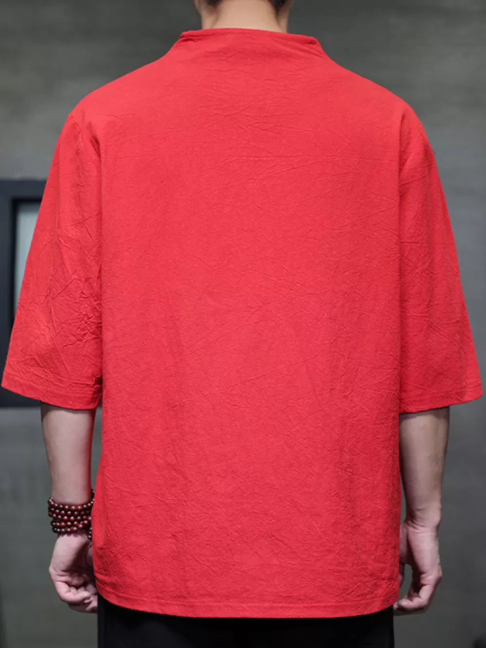 Men's Plus Size Solid 3/4 Sleeve Shirt, fit detail