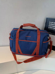 Navy Oxford Cloth Travel Bag With Contrast Accents