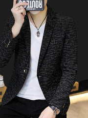 Abstract Patterned Slim Fit Men's Blazer