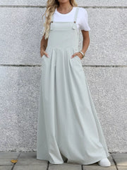 Pleated Detail Overall Dress in Grey, model styling view