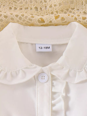 Children's Gingham Ruffle Collar Sleeveless Shirt in Yellow, view 17