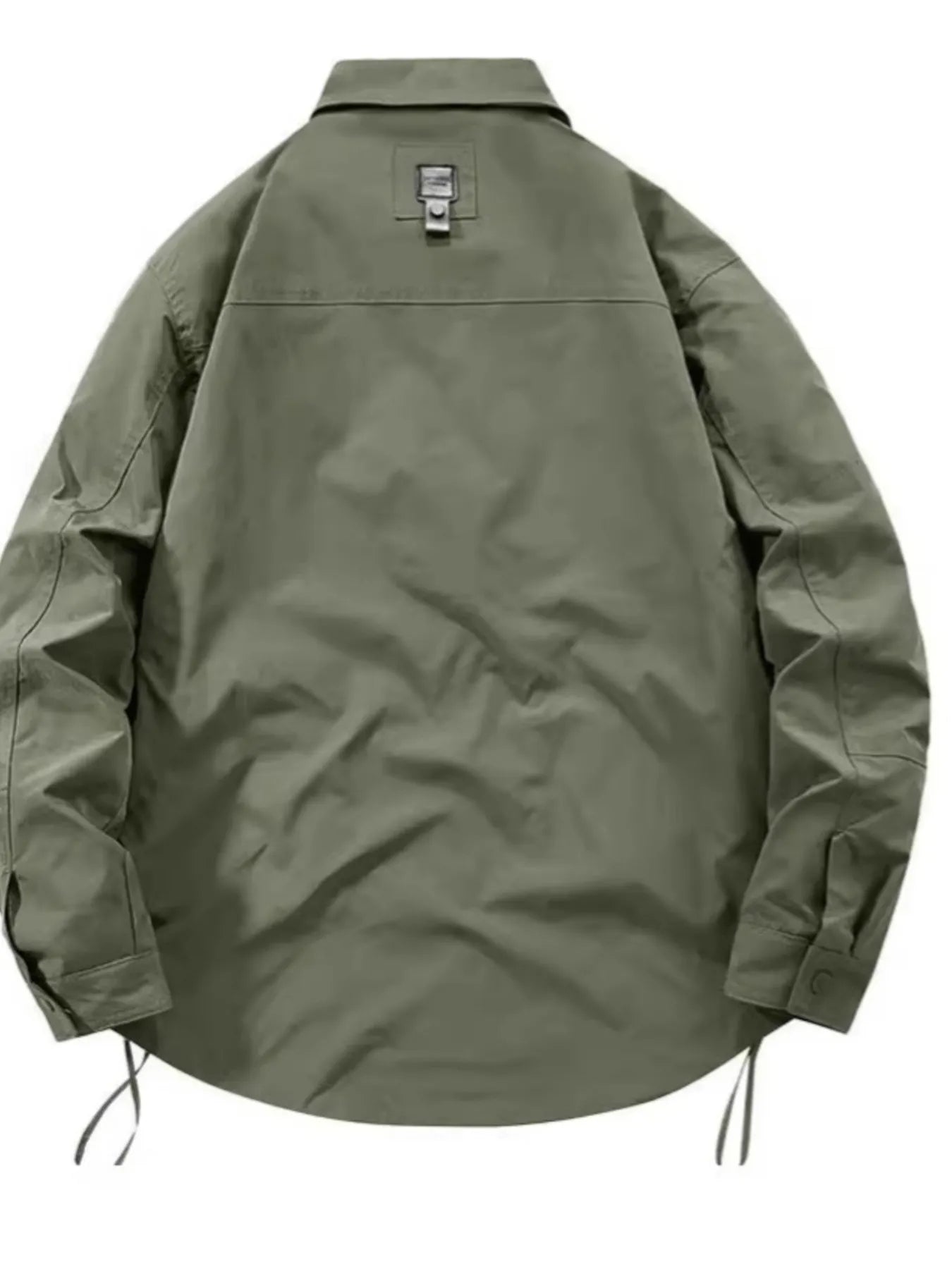 Oversized Army Green Cargo Jacket with drawstring hem and button cuffs.