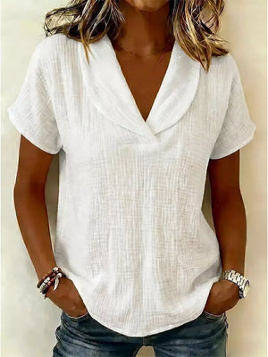 Textured Short Sleeve Plus Size Blouse, front view